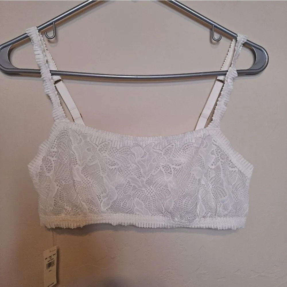 Aerie Coral Lace Bandeau Bralette Cream Size Large NWT